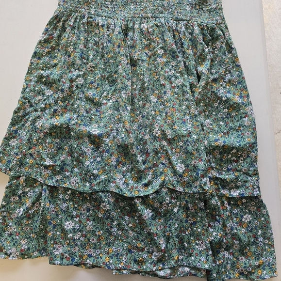 Ann Taylor Dress Women PXL Floral Mixed Print Smocked Waist Tie Shoulder Tie New - Picture 4 of 14